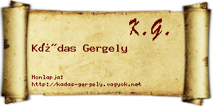 Kádas Gergely névjegykártya